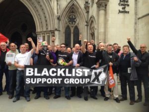 Blacklisted workers outside the High Court