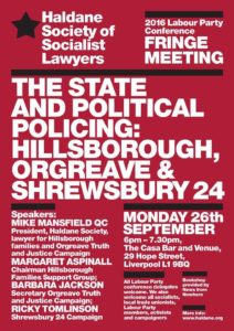 Poster for The State & Political Policing, 26 September 2016