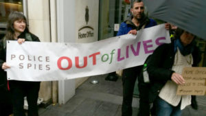 Spycops protest at Home Office entrance 