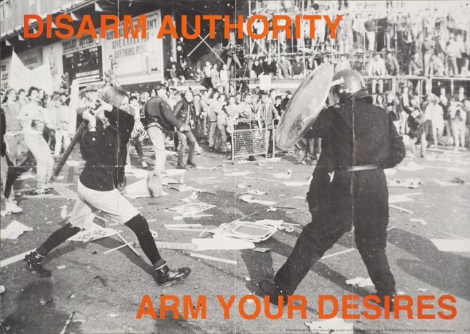 Poll Tax Riot poster - Disarm Authority Arm Your Desires