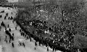 US embassy protest, Grosvenor Square, 17 March 1968 aerial view