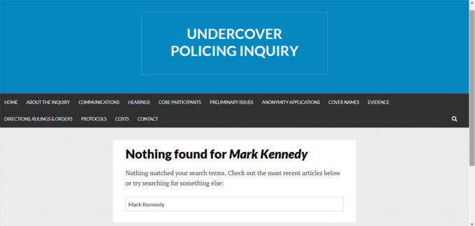 UCPI site search showing nothing found for Mark Kennedy