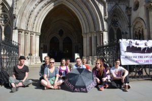 Protesters sitting outside spycops inquiry hearing