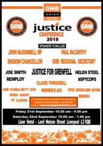 GMB Campaigns for Justice 2018 poster