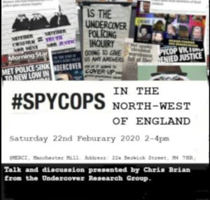 Poster for Undercover Research Group talk in Manchester, 22 Feb 2020