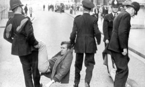 Peter Hain, arrested at Downing Street, 1969