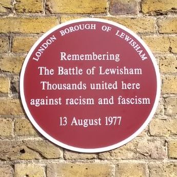 Battle of Lewisham plaque, erected on the corner of New Cross Road & Clifton Rise in 2017
