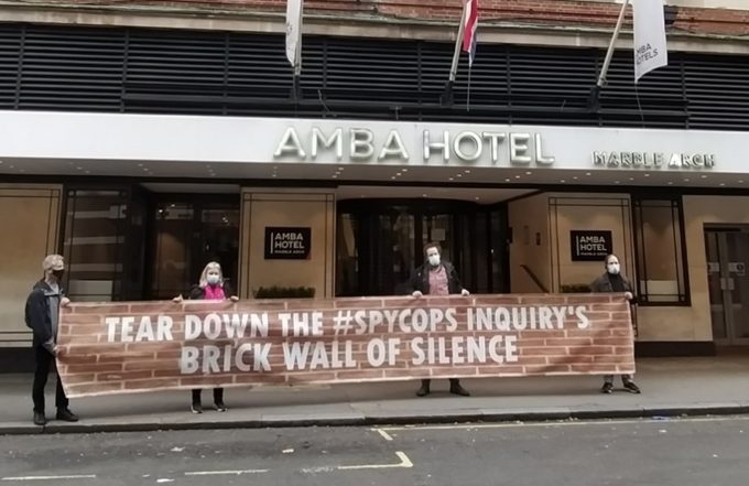 Spycops Inquiry protest at Amba Hotel, London