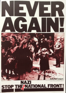 Anti Nazi League 'Never Again' poster, 1978