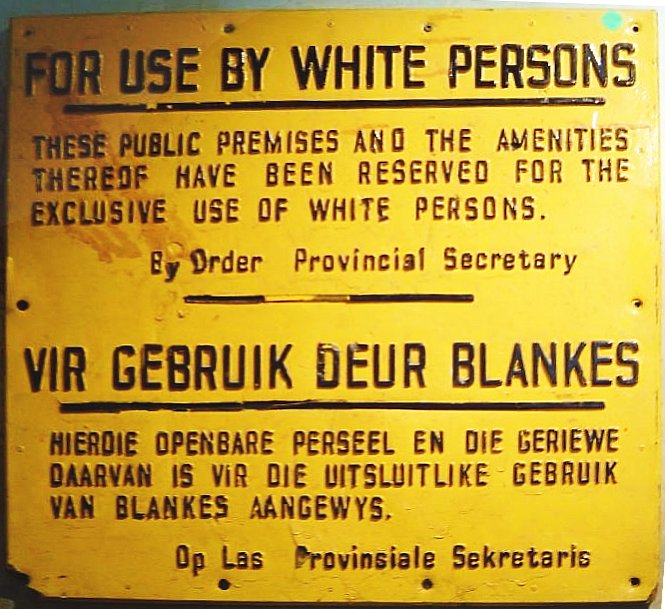 'For use by white persons' sign, apartheid South Africa