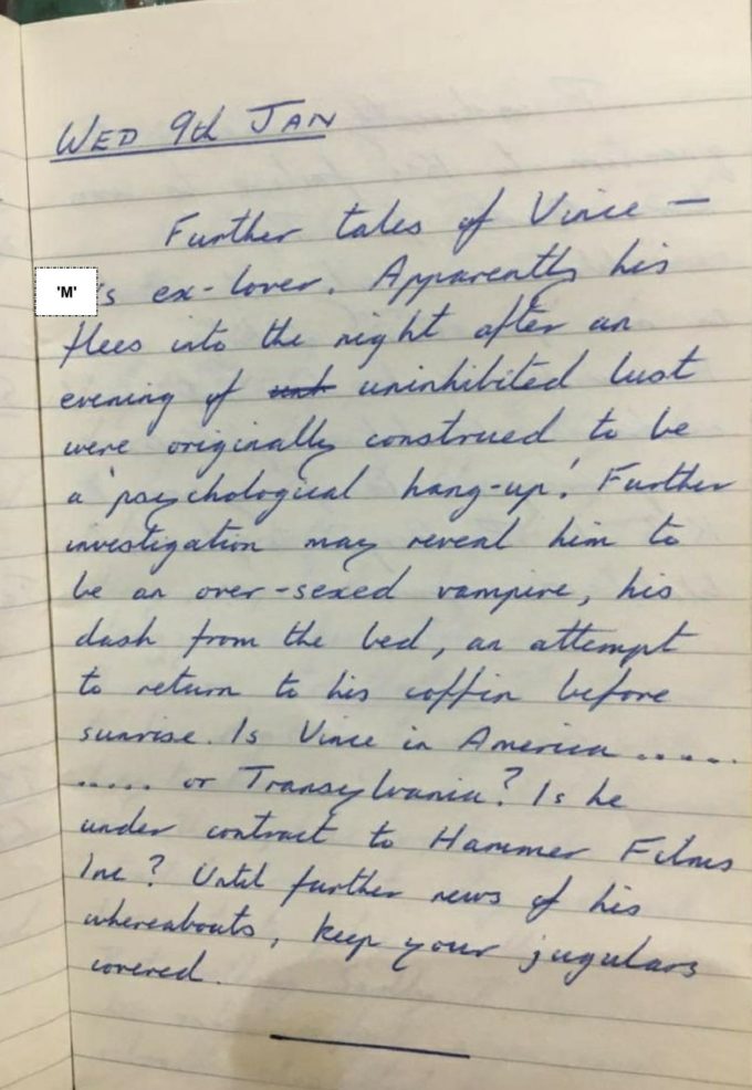 Madeleine's relationship with Miller described in a friend's diary, January 1980