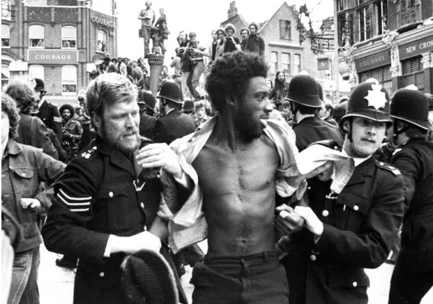 Police detain man, Lewisham, 13 August1977