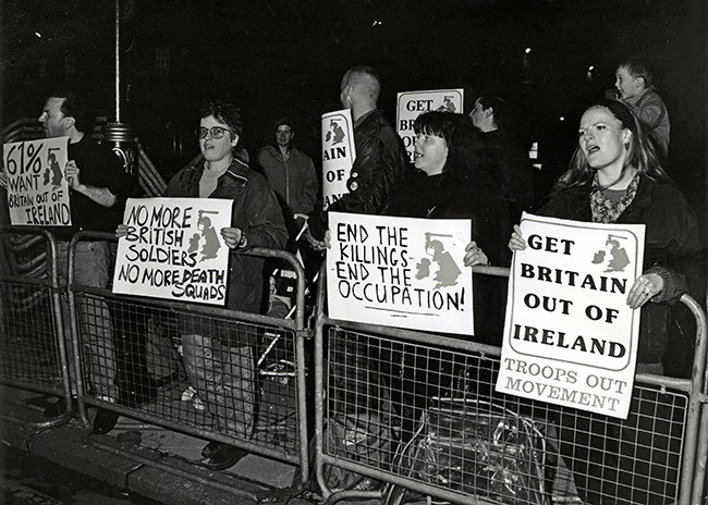 Troops Out Movement placards