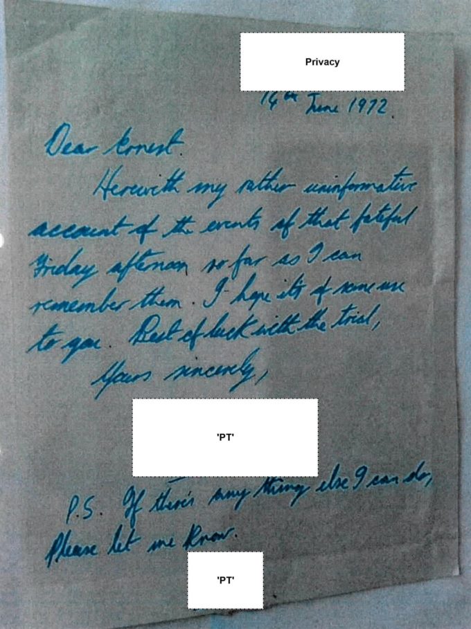 Letter from PT to Ernest Rodker, June 1972
