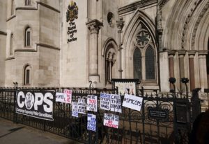 Spycops placards outside Royal Courts of Justice, 25 March 2019