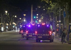 Spanish police vans in Barcelona, 2019