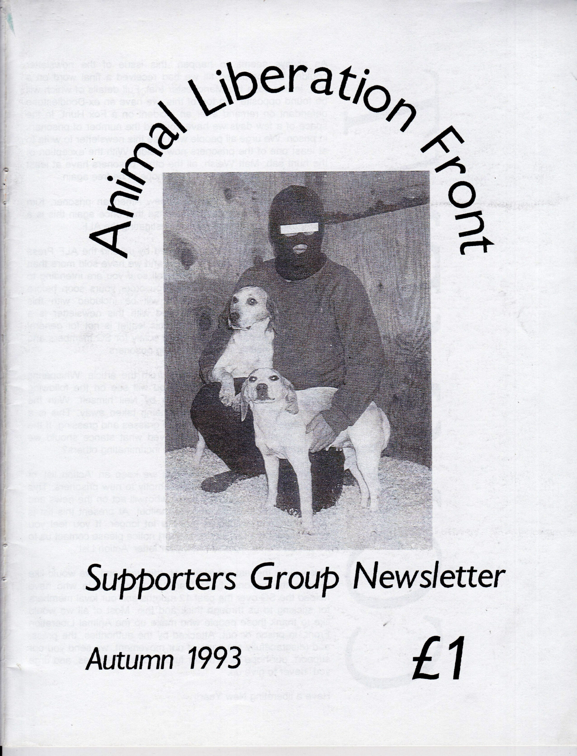 Animal Liberation Front Supporters Group newsletter, autumn 1993