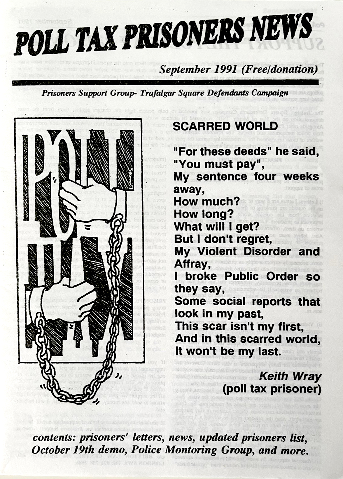 Poll Tax Prisoners News newsletter, September 1991