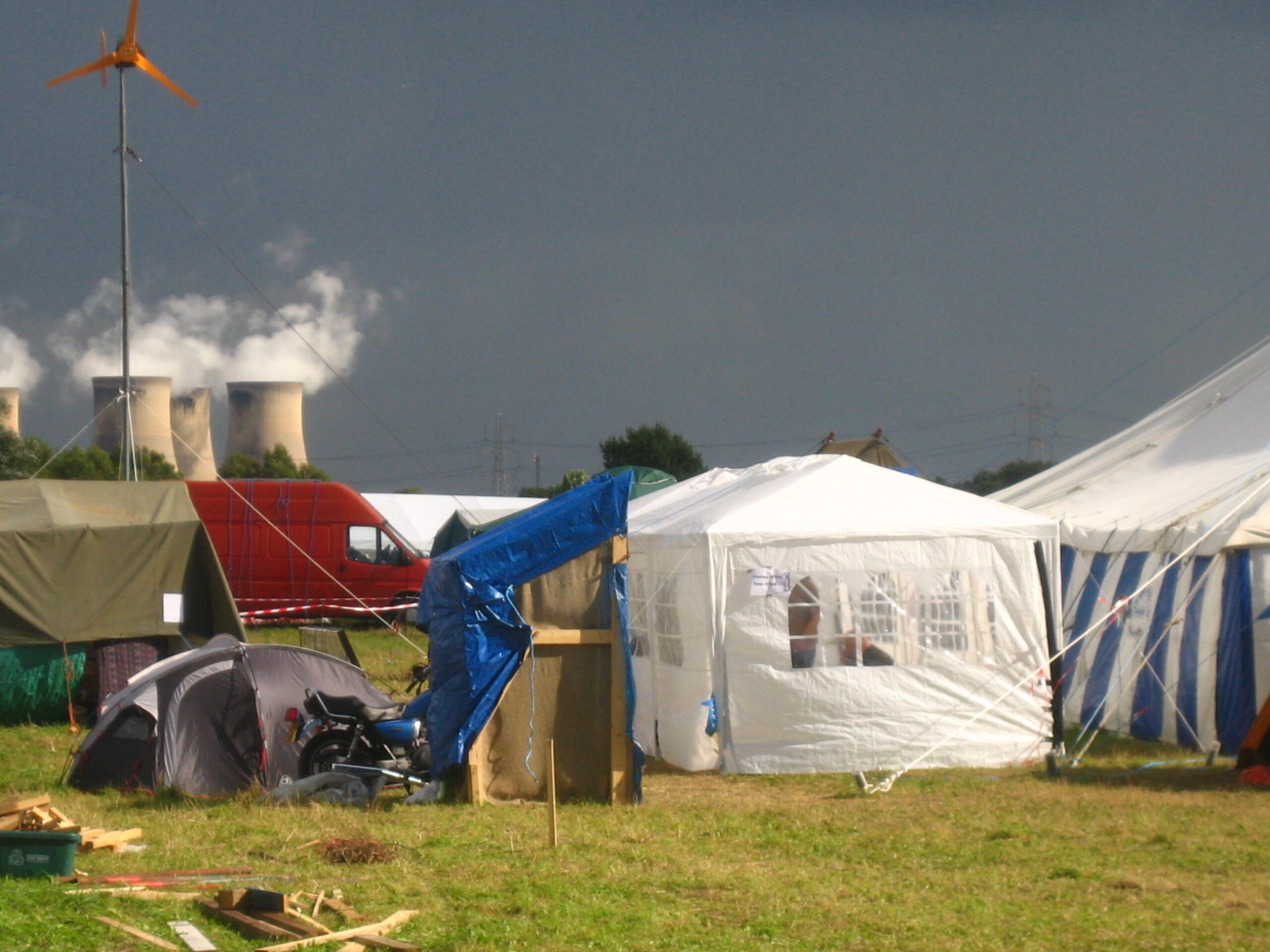 Camp for cliamte Action at Drax coal-fired power station, Yorkshire, 2006.