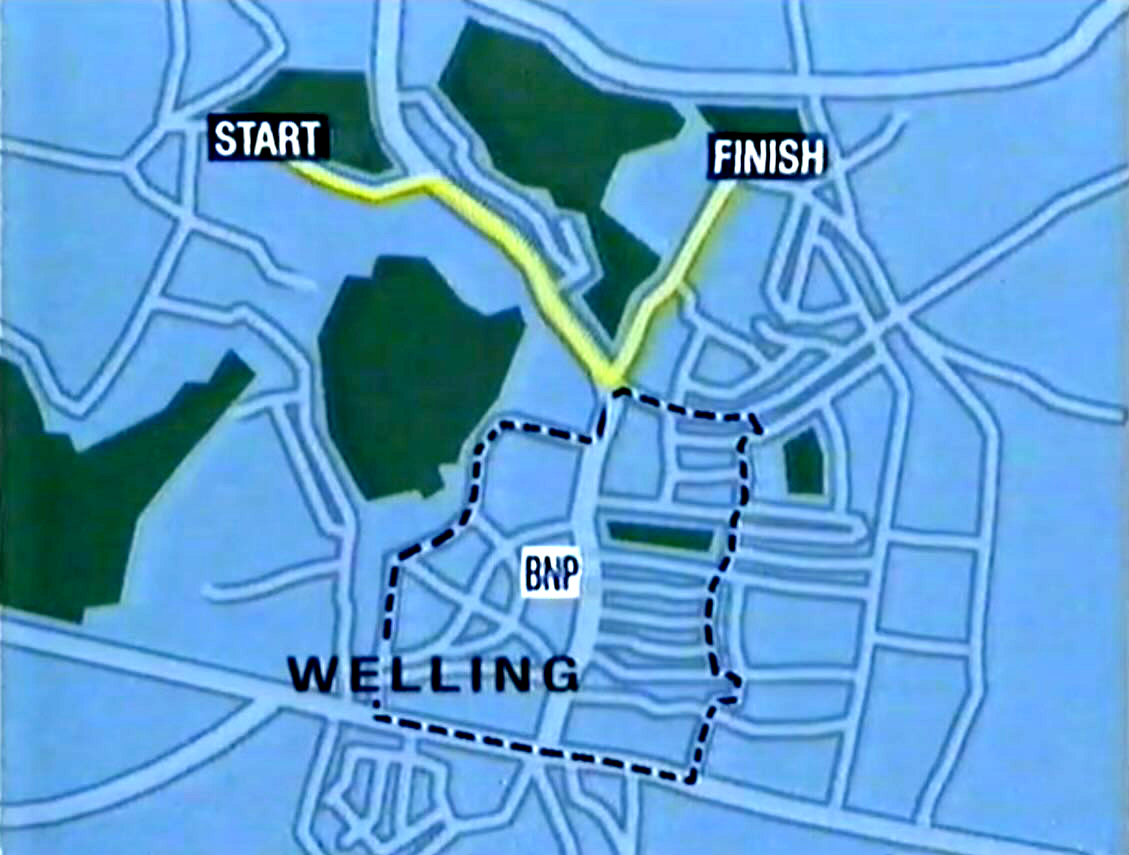 Map of the anti-BNP protest in Welling, 16 October 1993